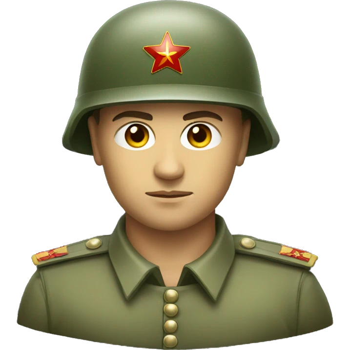 ussr soldier serious with military helmet emoji