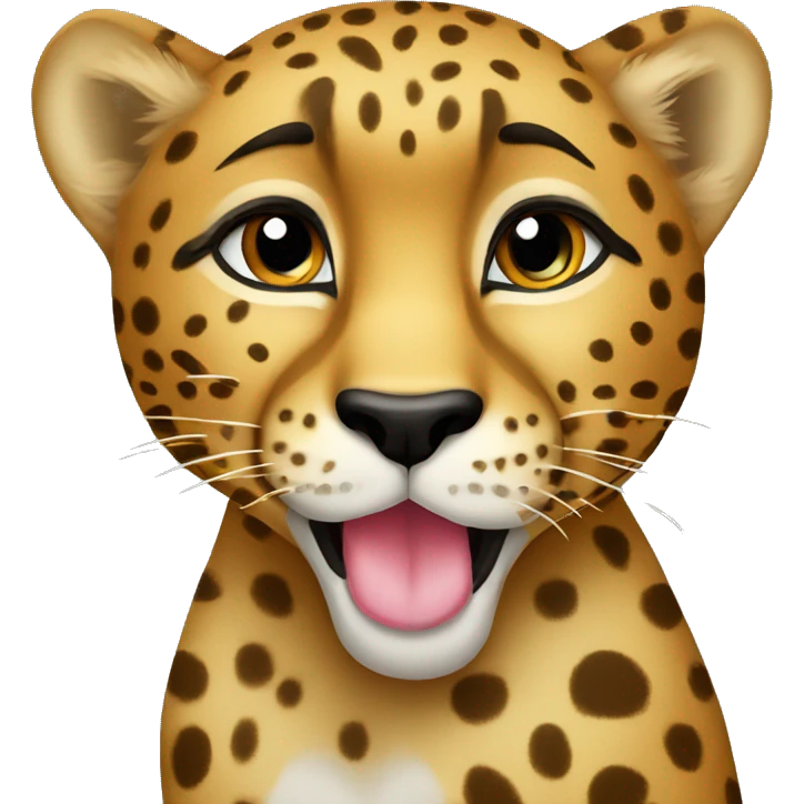 Cartoon Cheetah pucker blowing a bla kiss text emoji emoji