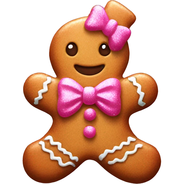 pink glittery gingerbread with a bow emoji