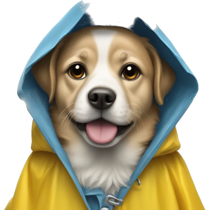 Dog wearing raincoat emoji