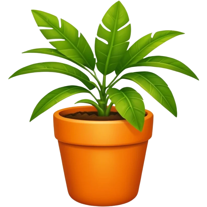 A tropical plant  in a small orange pot emoji