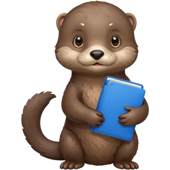 Cute otter full body holding one blue file emoji