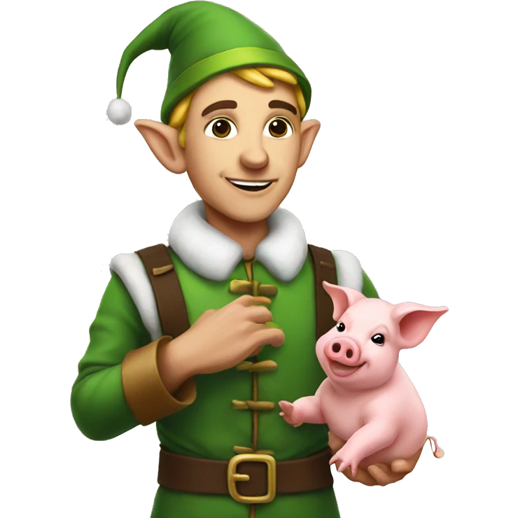 Elf with a pig emoji