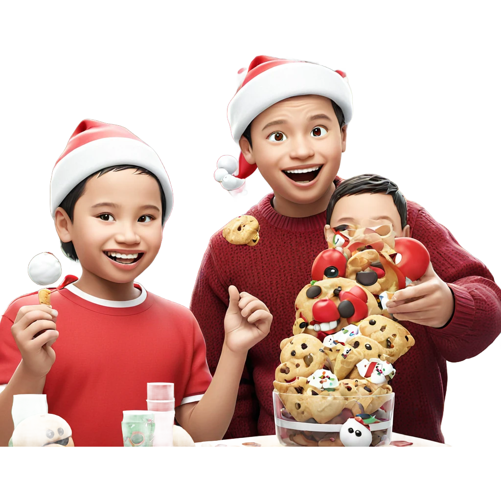 boys enjoying christmas treats emoji
