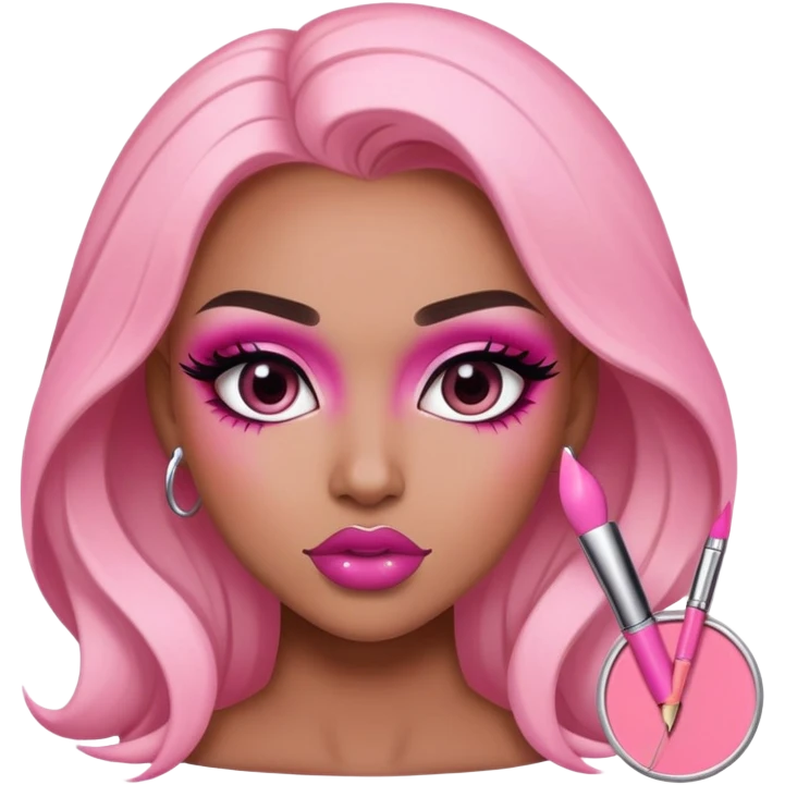 baddie, pretty makeup and pink  emoji