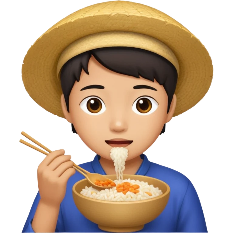 Asian eating rice emoji