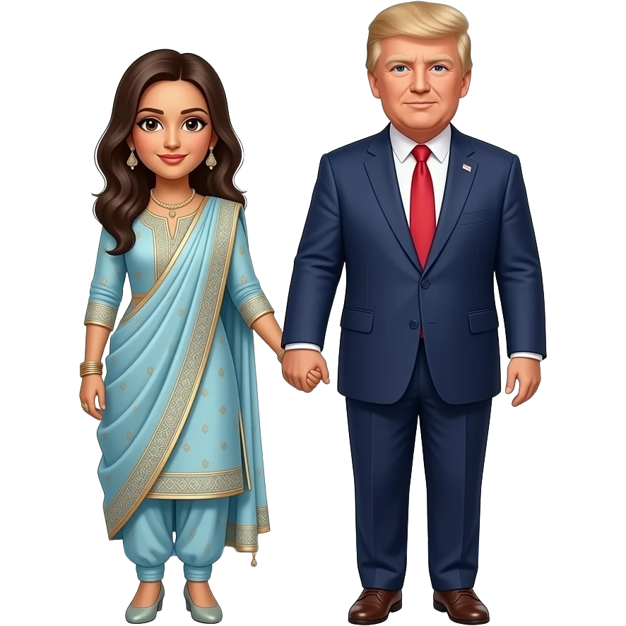Farheen  holding  hands in shalwar kameez  on Barron Trump in trust in Baron Trump  in circle with President Son  Barron Trump emoji