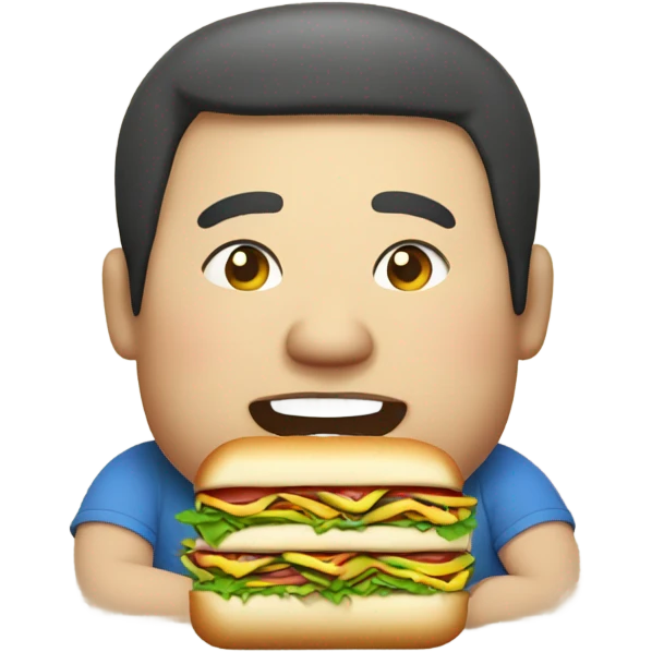 Fat man eating subway emoji