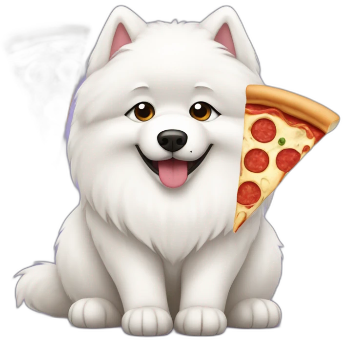 samoyed with pizza emoji