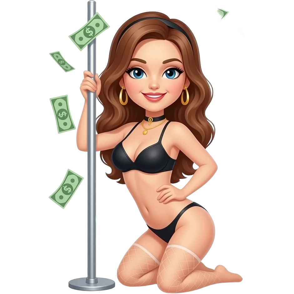Sexy stripper dancing on a stripper pole with money and she has almost no clothes on emoji