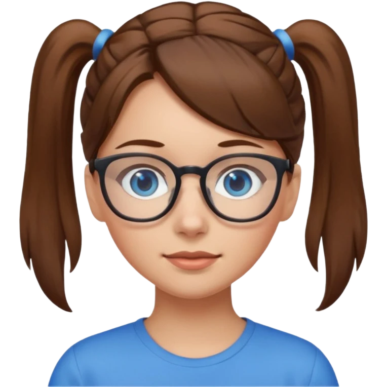 brown haired Ponytail Girl with Glasses emoji