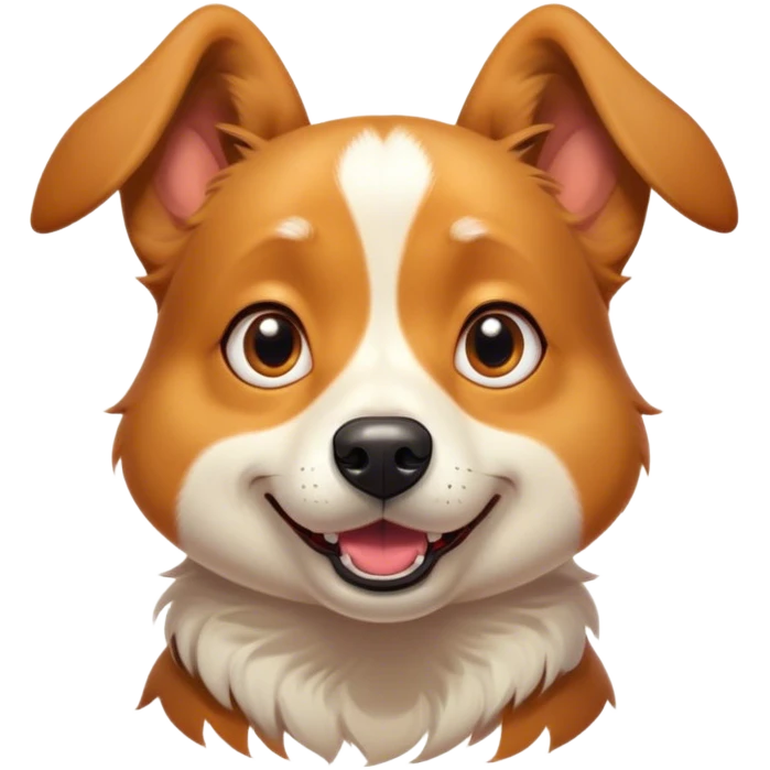 Cinematic Comical Domestic Dog Portrait Emoji, Head tilted dramatically with an exaggeratedly amused expression, featuring a striking coat with a playful glimmer and wide, expressive eyes brimming with humorous disbelief, Simplified yet hilariously expressive features, highly detailed, glowing with a slightly sassy glow, high shine, dramatic yet playful, stylized with an air of cheeky mischief, soft glowing outline, capturing the essence of a spirited and over-the-top dog that looks ready to side-eye its way into internet fame instantly! emoji