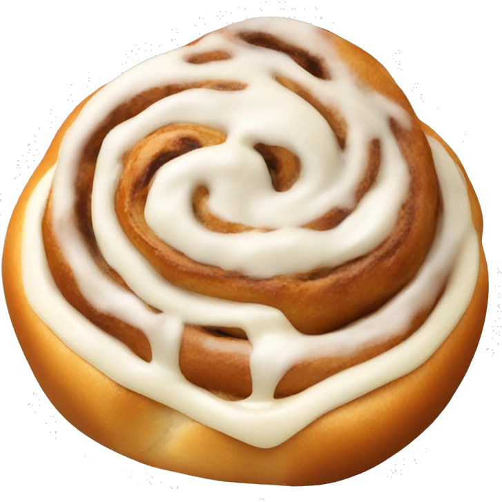 A cinnamon bun with white sauce  emoji