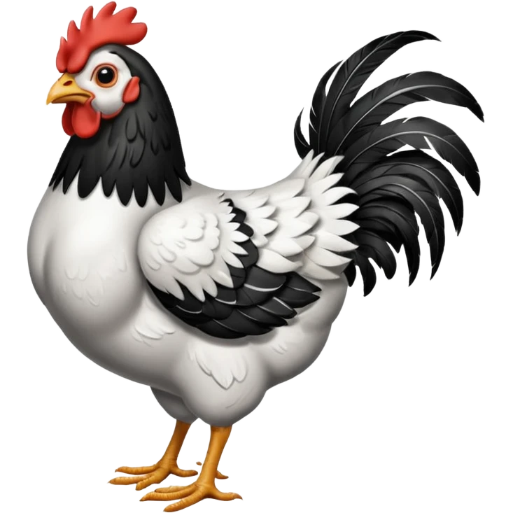 chicken with body covered black and white bar feathers  emoji