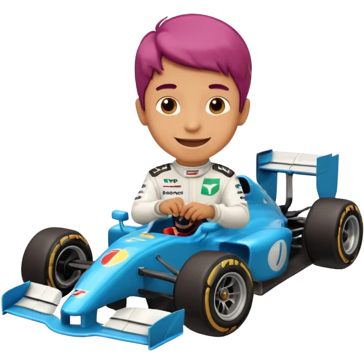 boy playing with formula 1 car emoji