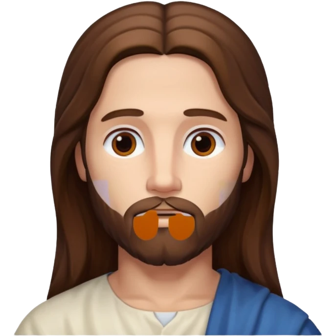 iPhone screen showing a digital portrait of Jesus emoji