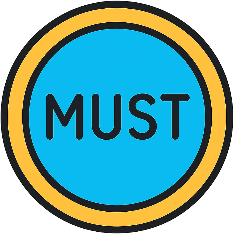 the road sign with the word must emoji