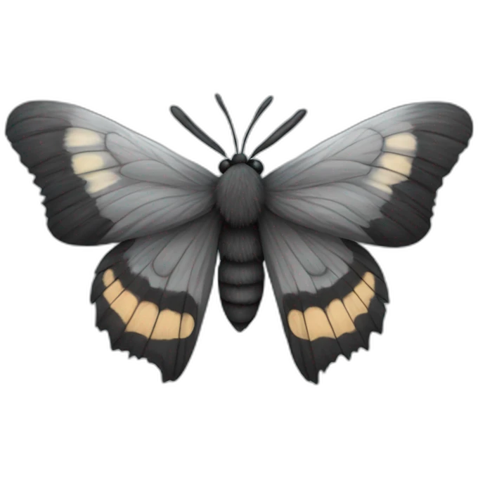 Black and grey fluffy moth emoji