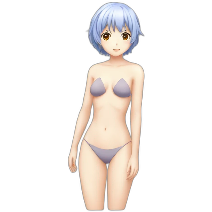 rei ayanami nue, full-body, short-hair, teen, enfant, bikini emoji