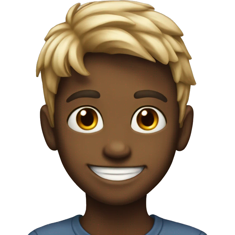 realistic portrait of a boy with flirtatous smile emoji