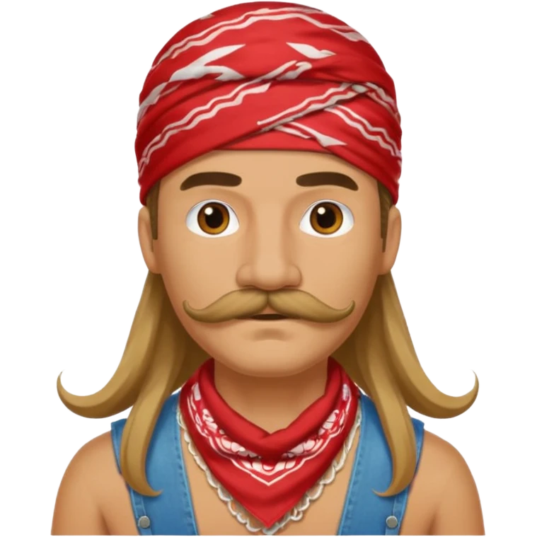 mustached with bandanas long hair emoji