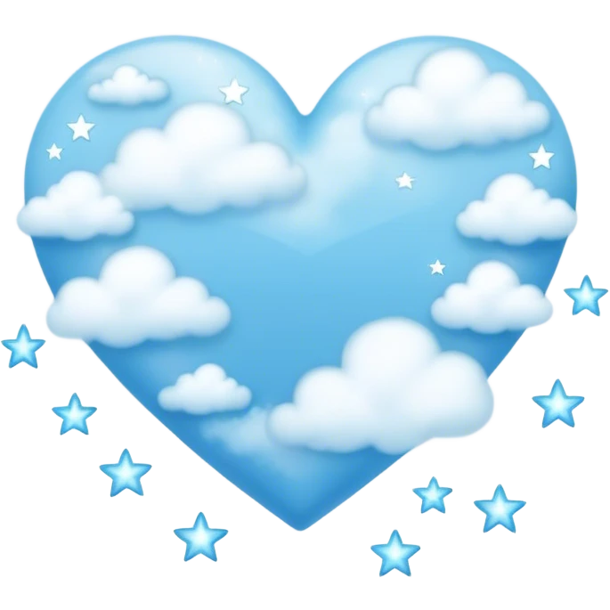 light blue heart with clouds and stars emoji