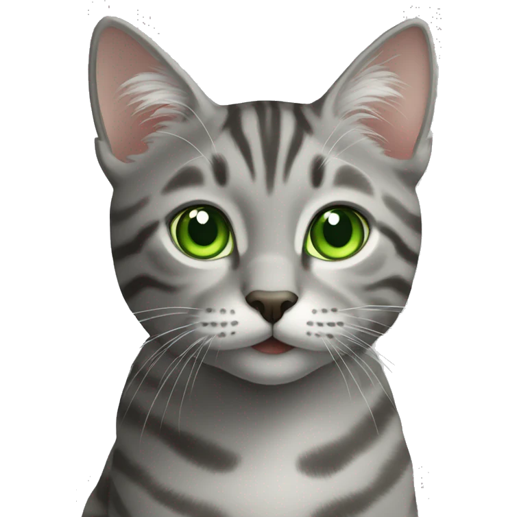 grey tabby cat green eyes emoji