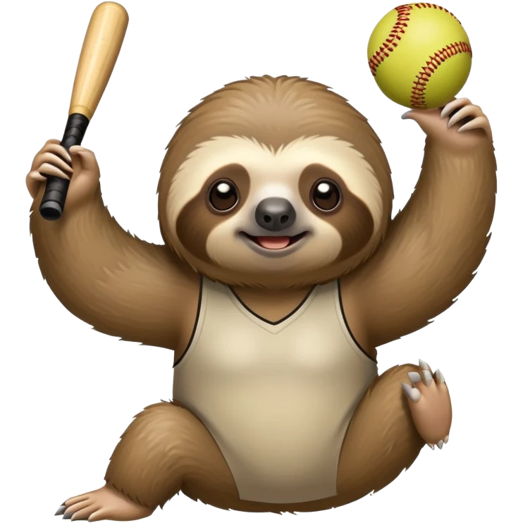 Sloth playing softball emoji