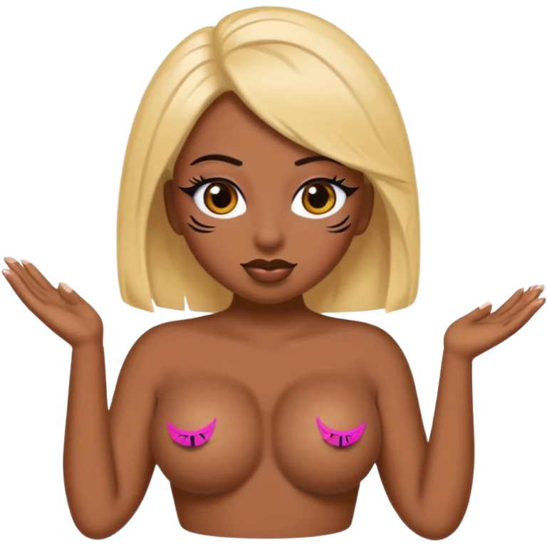 Je veux un emoji classique mais avec des faux cils des faux ongles et avec des seins et des fesses qui fasse une pose de baddie  emoji