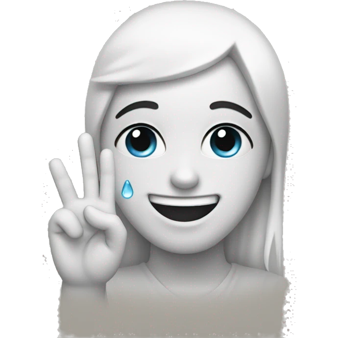 happy tears with peace fingers emoji