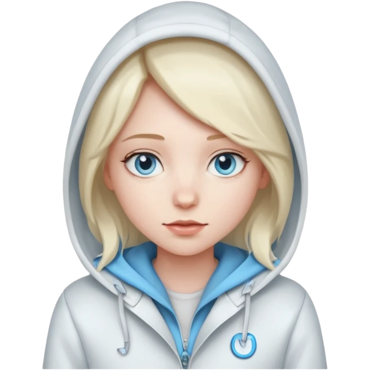 Girl, super White Coat with Hoodie  emoji
