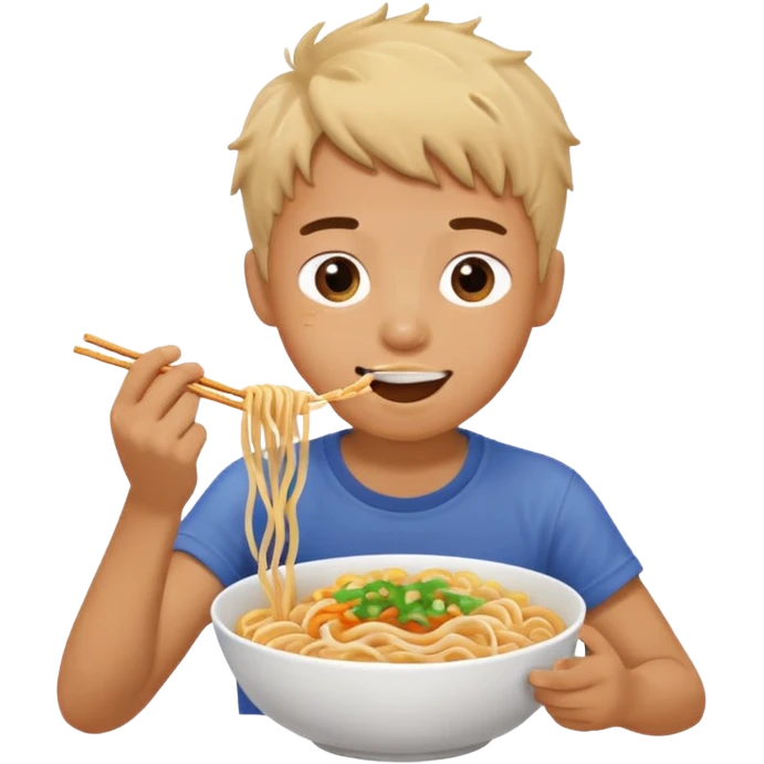 Boy eating noodles emoji
