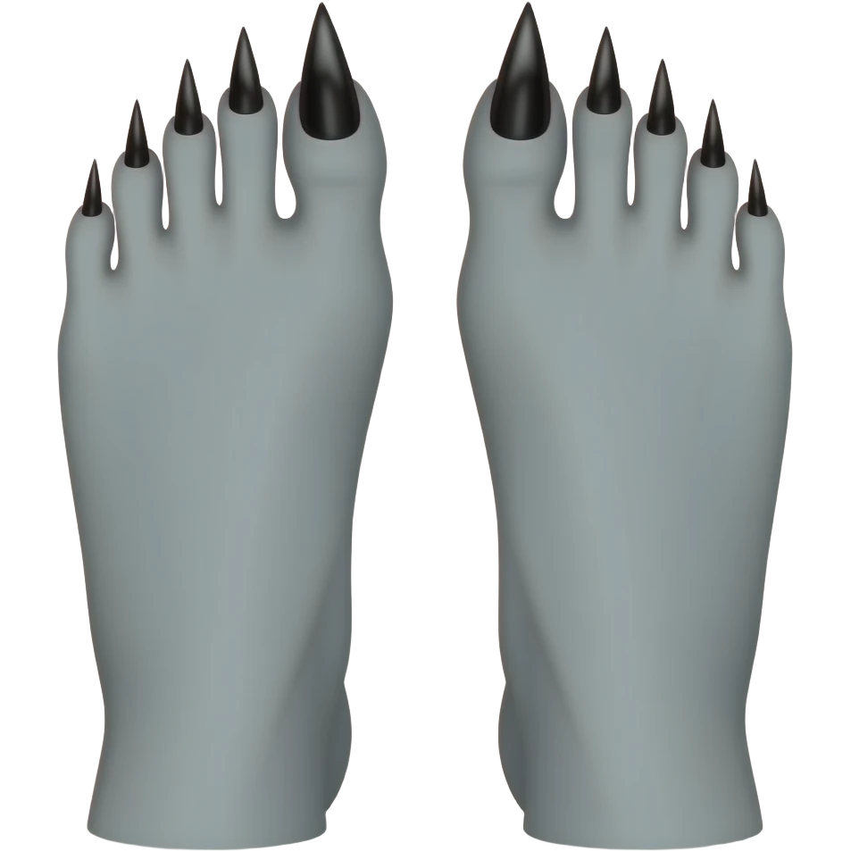Gray detailed feet with black long toenails emoji