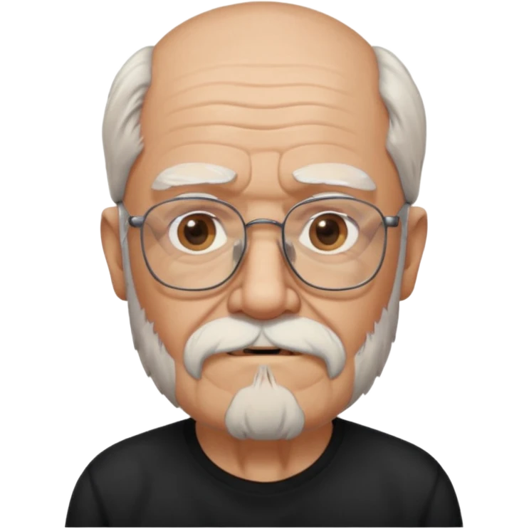 bearded old man with eyeglasses black shirt emoji