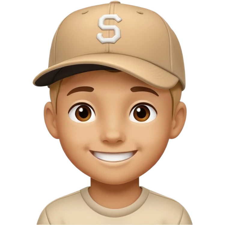 kid with a sideways baseball cap, smiling emoji