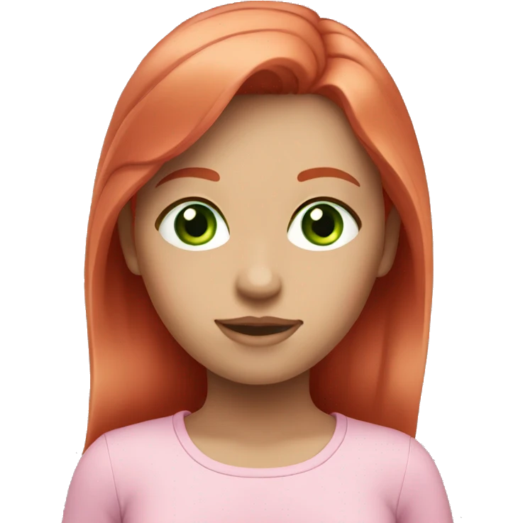 Red hair with green eyes girl with pink wear emoji