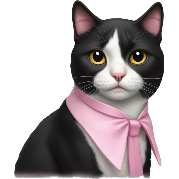 tuxedo cat looking sad and crying girl cat pink collar emoji