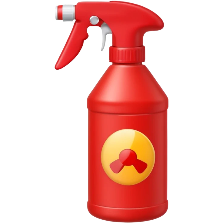 red spray bottle with label emoji