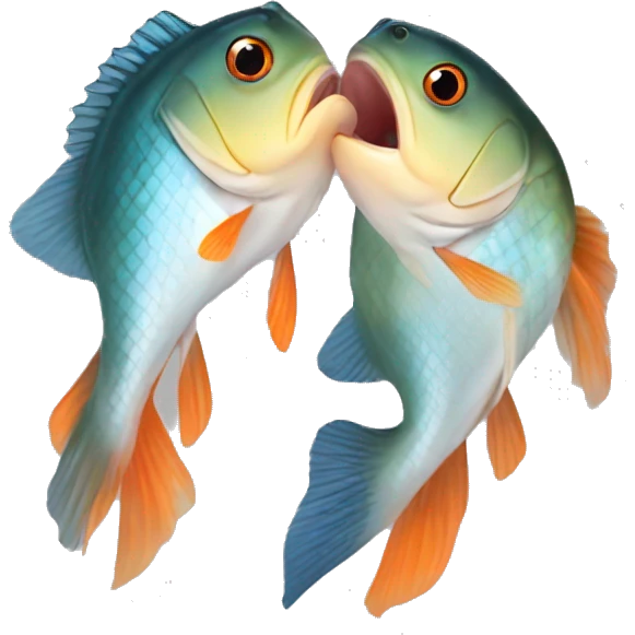 2 perch fish kissing emoji