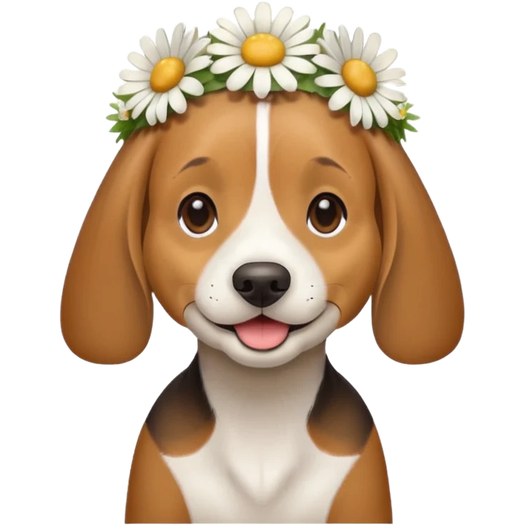Beagle wearing a daisy flower on its head  emoji