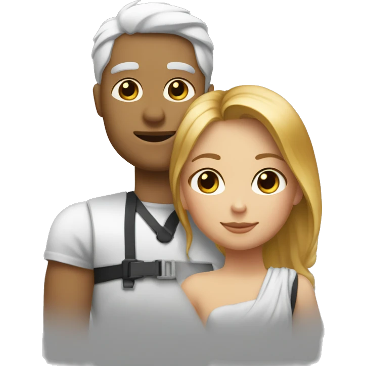 un mec métisse qui fait un câlin à une fille blanche cheveux noir emoji