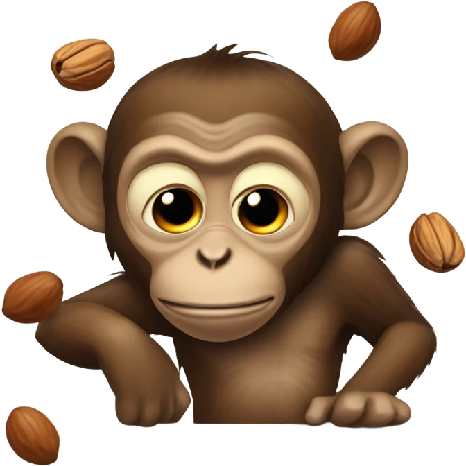 A monkey who has a mouthful of nuts and they fall out emoji