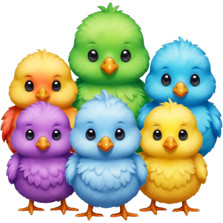 Rainbow colored baby chicks  emoji