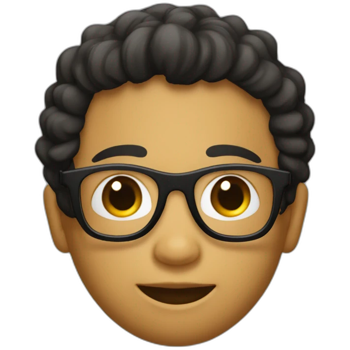 Niño con pelo rizado negro y gafas emoji
