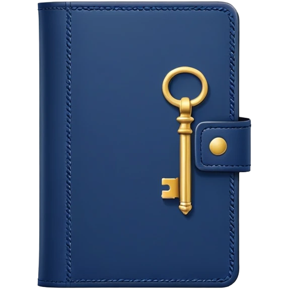 Navy blue diary with a key emoji