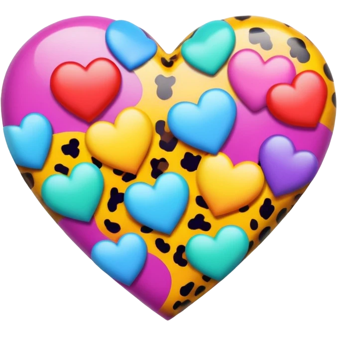 Colorful rainbow wild realistic leopard-printed-patterned heart emoji