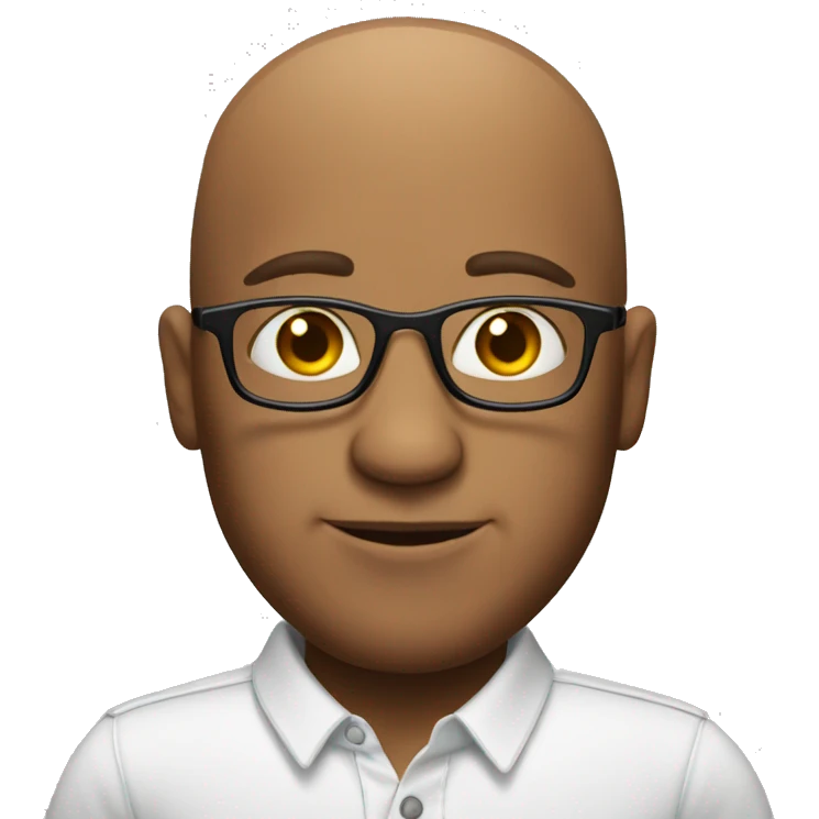 bald men with a shirt and little glasses emoji