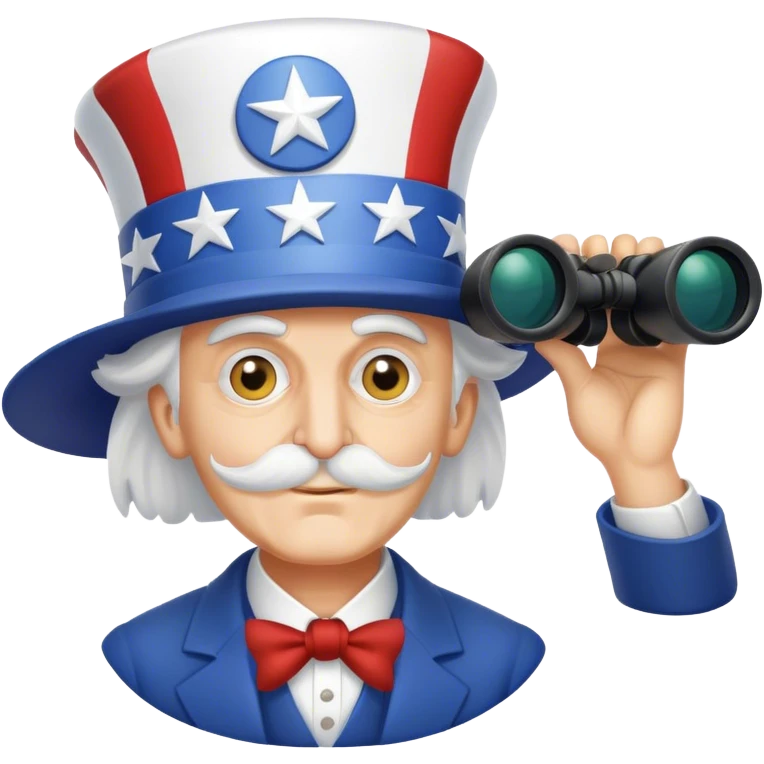Uncle Sam is looking through binoculars emoji