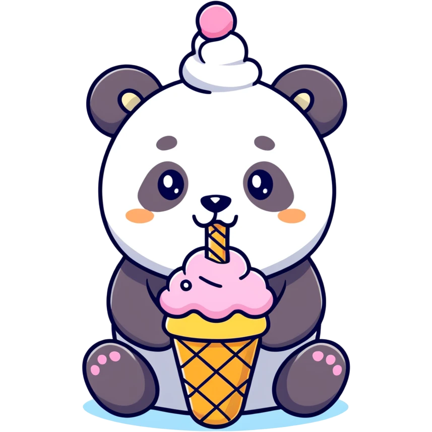 Panda eating ice cream emoji