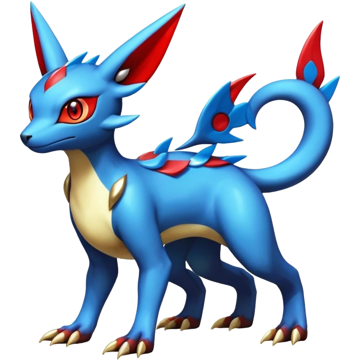  Cute Shiny Exotic Colorful Guilmon-Latias-Koraidon-Umbreon-Fakémon-hybrid-creature (full body)  emoji